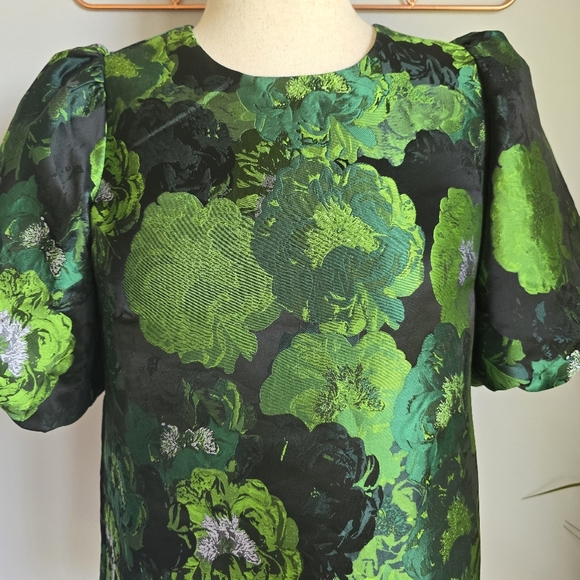 Tuckernuck, New Pomander Place Lyla Green Jacquard Floral Blouse Top SZ Small - Picture 7 of 15